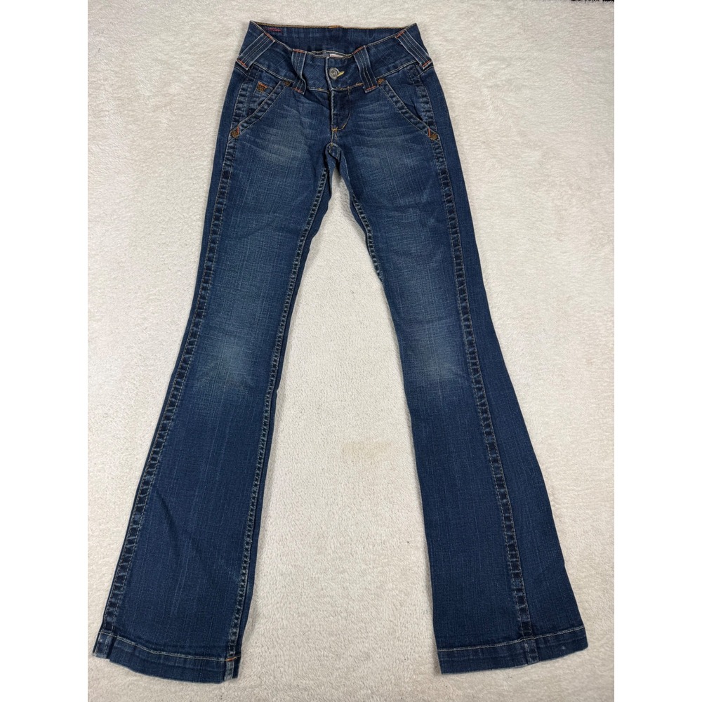 True Religion Joey Flare Jeans Womens 26 low rise Distressed Y2K Twisted Seam